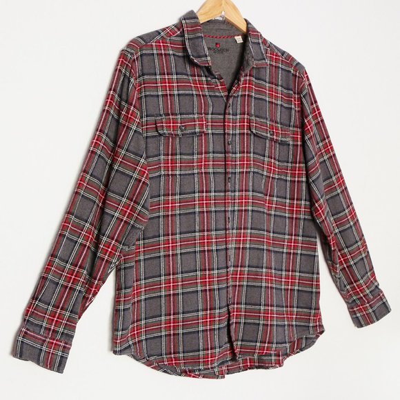 Woolrich Men's Ultimate Flannel Premium Brushed Cotton Shirt XL Red Gray Plaid - Picture 2 of 16